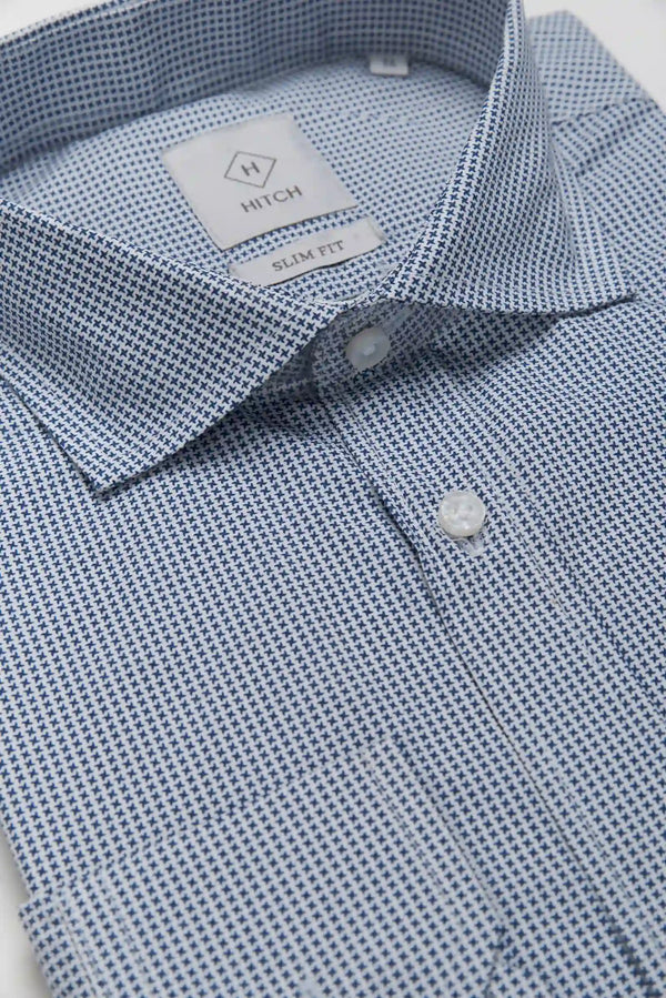 Camicia slim fit con microfantasia stellar stampata