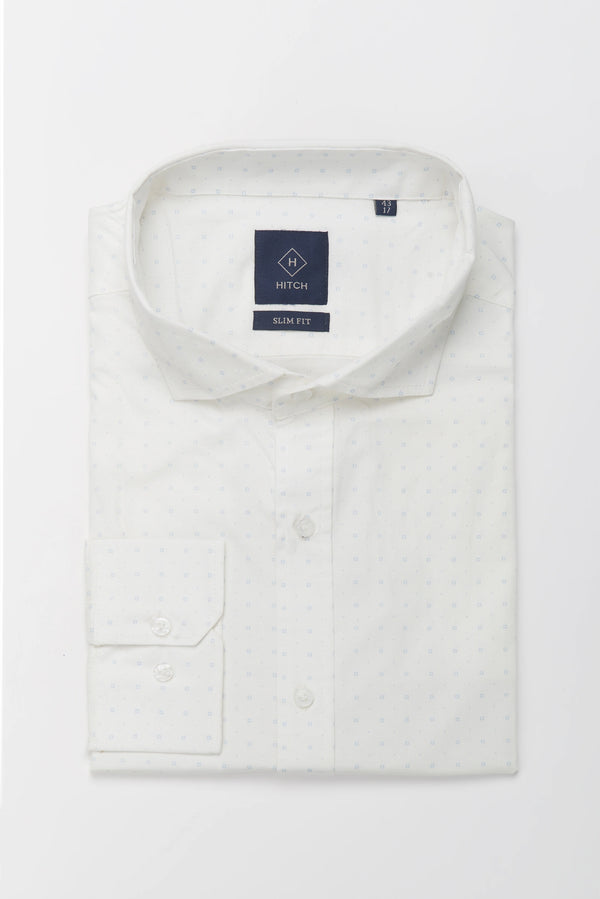 Camicia slim fit con microfantasia square stampata