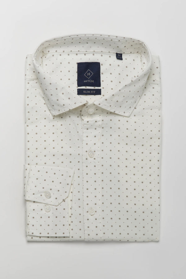 Camicia slim fit con microfantasia square stampata