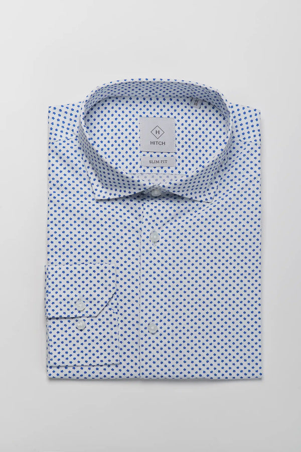 Camicia slim fit con microfantasia fiorellino stampata