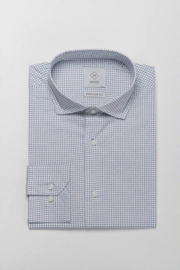 Camicia regular fit con microfantasia turbot stampata