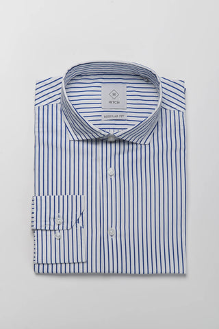 Camicia regular fit a riga media blu chiaro