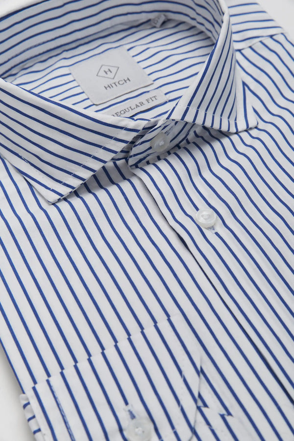 Camicia regular fit a riga media blu chiaro