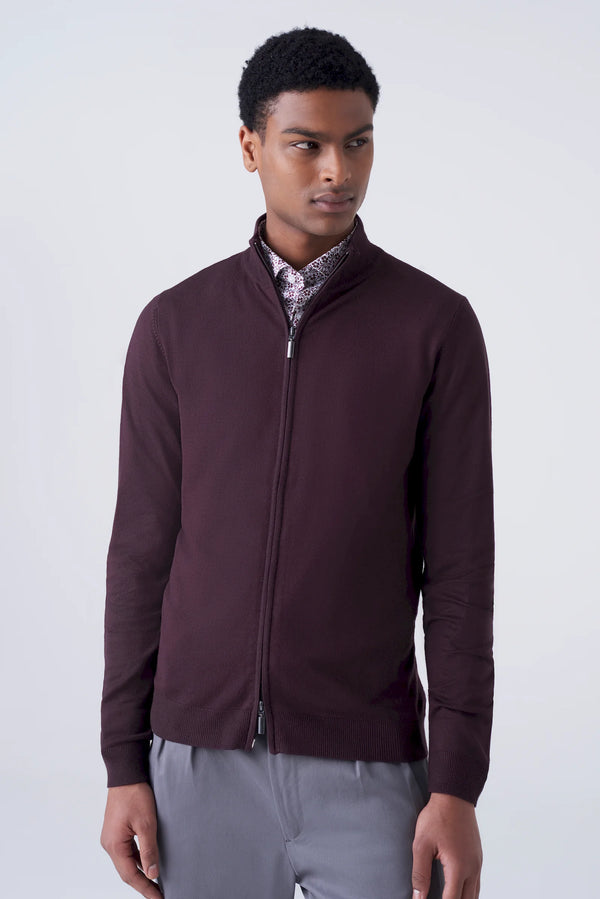 Cardigan full zip a tinta unita