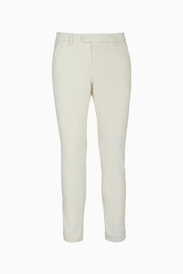 Pantaloni chino in velluto liscio Colore: Gesso