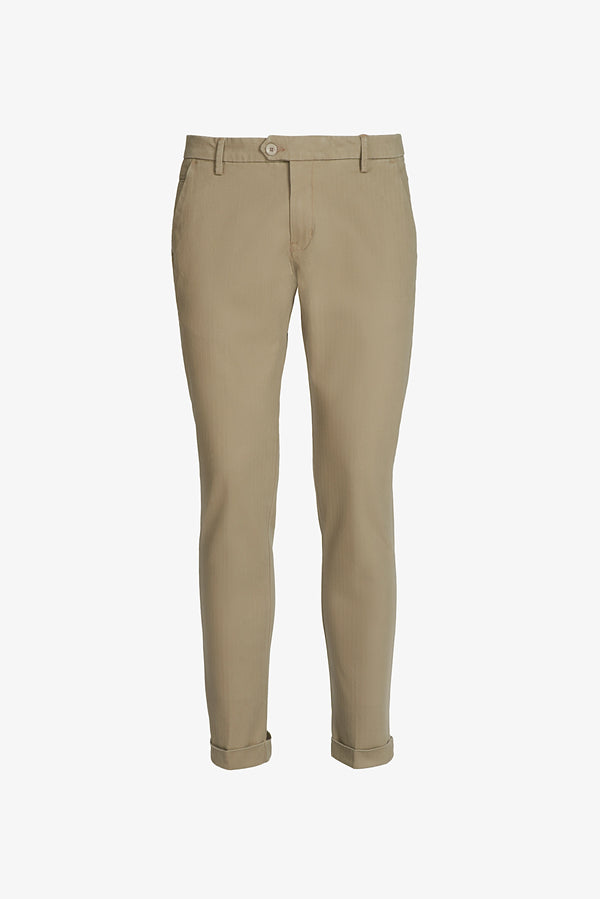 Pantaloni chino con trama spigata Colore: Kaki