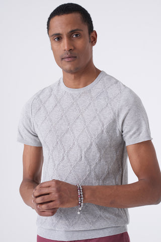 Maglia in filo con intarsio a rombo